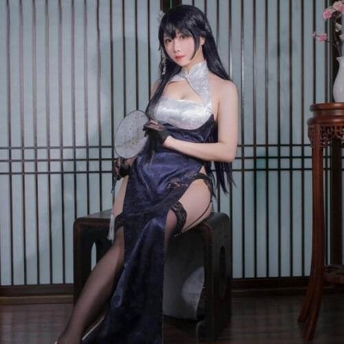 Game Azur Lane IJN Azuma Cheongsam Sakura Empire Cosplay Costume Women Sexy Dress Chinese Deluxe Suit Halloween Party Uniforms