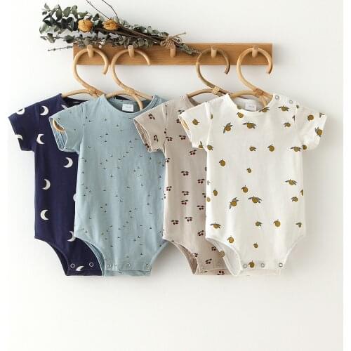 Cute Cartoon Print Short Sleeve Jumpsuit Toddler Baby Clothes Outfits Summer Newborn Infant Baby Boys Romper Clothes Cotton