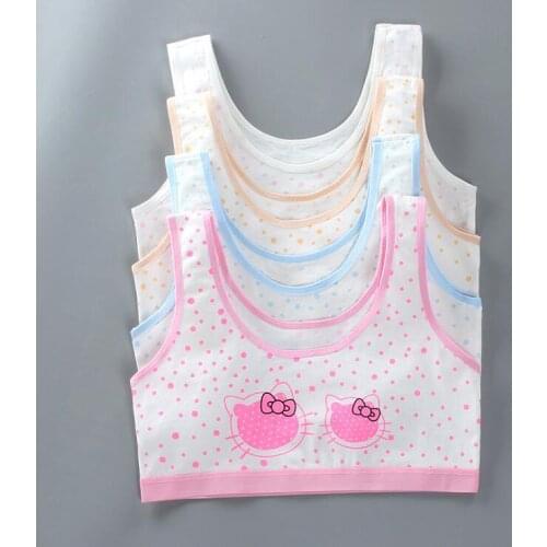 Cartoon design cute Cotton vest Topic Young Girls Underwear Teenage Training Bra big children Bras Wave point colorfull