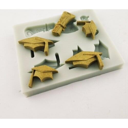 Minsunbak Hot Sale Graduation Hat Shape Chocolate Silicone Mold Sugarcraft Cake Fondant Decoration Tool