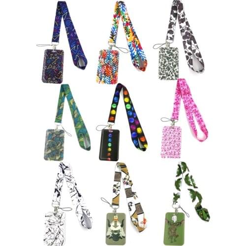 Animation Fashion Lanyard ID Badge Holder Bus Pass Case Cover Slip Bank Credit Cards Holder Strap Cards Holders