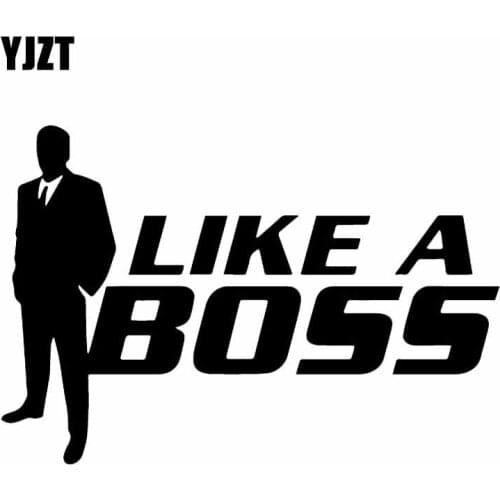 YJZT 14.9X10.1CM JDM Vinyl Car Sticker Decal LIKE A BOSS Funny Decoration Black/Silver C26-0005