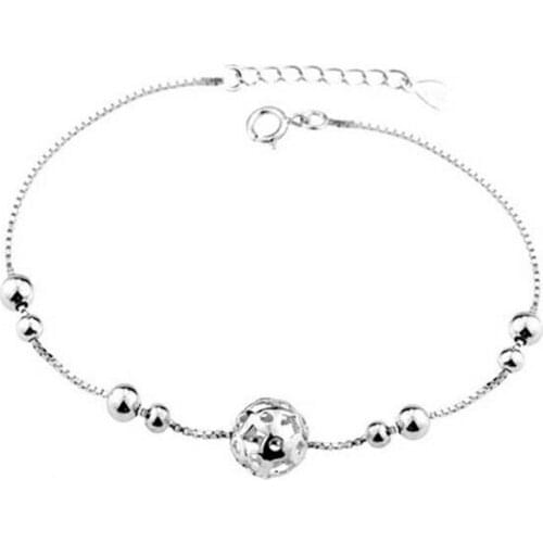 New Fashion Exquisite 925 Sterling Silver Jewelry Personality Smooth Bead Ball Female Bracelet SB12