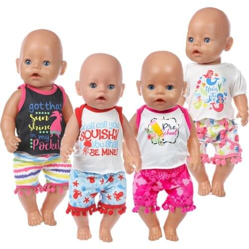 2020 New summer suit Doll clothes Fit For 43cm zapf baby Doll clothes Reborn Babies Clothes And 18inch Doll Accessories