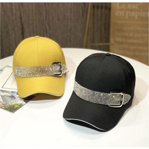 2020 New Fashion Rhinestone Belt Baseball Caps For Women Snapback Sport Caps Outdoor Sun Hat Black hat Gorras