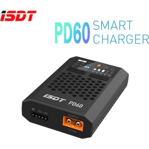 New ISDT PD60 Quick Charger 60W 6A Type-C Input Battery Balance FPV Charger for 1-4S Lipo Battery RC Drone Quadcopter Multirotor