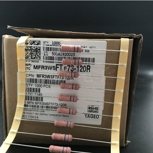 Original new 100% thick copper foot metal oxide film color ring resistance MFR3WSFTF73-120R 3W 1% (Inductor)