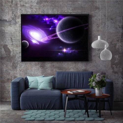 Canvas Posters Home Decor Wall Art Lunar Starry Sky Mountain Lake Paintings HD Prints Moon Abstract Pictures Free shipping