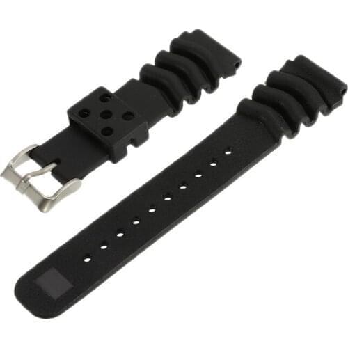 22mm/30mm Waterproof Replacement Watchband Rubber Watch Band Black Sport Watch Strap Two-Piece Strap With Stainless Steel Buckle