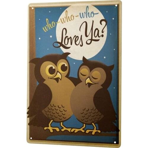 SINCE 2004 Retro Tin Sign Metal Plate Decorative Sign Home Decor Plaques Wall Decor Plate Owl Love Metal Wall Plate 8X12