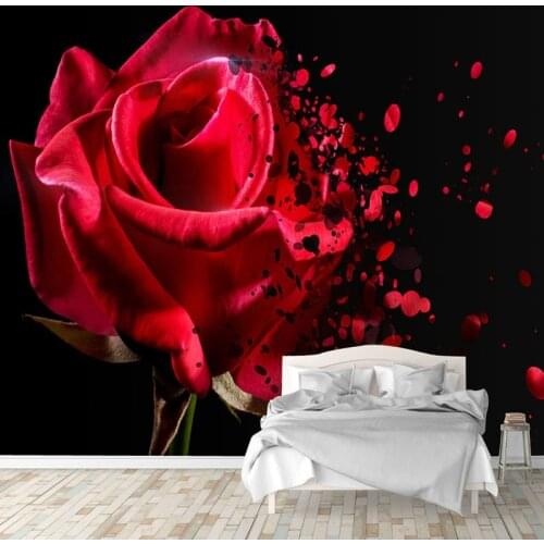 Modern Creative Red Rose Art Photo Murals Wallpaper 3D Abstract Living Room Bedroom Backdrop Wall Cloth Papel De Parede 3D Sala