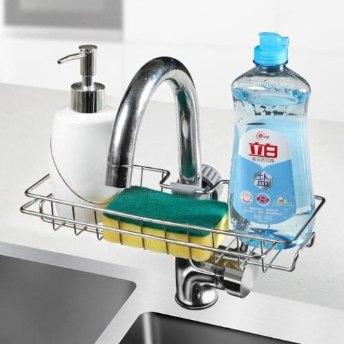Stainless Steel Sink Drain Rack Kitchen Sponge Storage Faucet Holder Soap Drainer Shelf Basket Organizer Bathroom Accessories