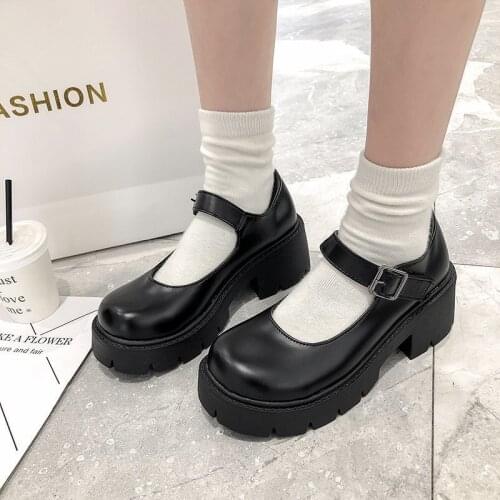 Women Shoes Lolita Shoes Women Vintage Soft High Heel Platform Shoes College Student Mary Jane Shoes Platform Shoes for women