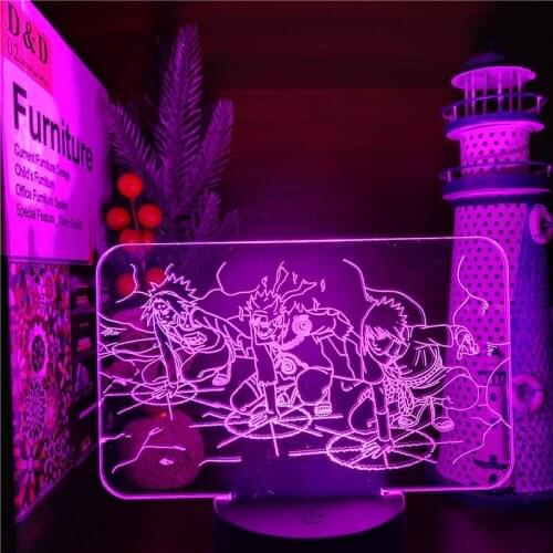 Uzumaki Nartuo Sakura Sasuke 3D ANIME LAMP Led Night Lights 7 Color Changing Naruto Shippuden Visual lampara For Home Decor