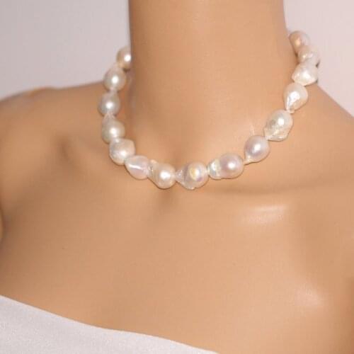 Unique Pearls jewellery Store,20inch Large Pearl Necklace,13-16mm Nugget Freshwater Pearl Necklace,Bridesmaids Gift
