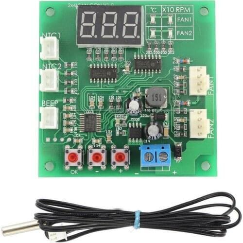 Fan Thermostat Governor 2-Way 4-Wire PWM Fan temperature control speed controller DC 12V/24V/ 48V TEMP Speed digital led Dispaly