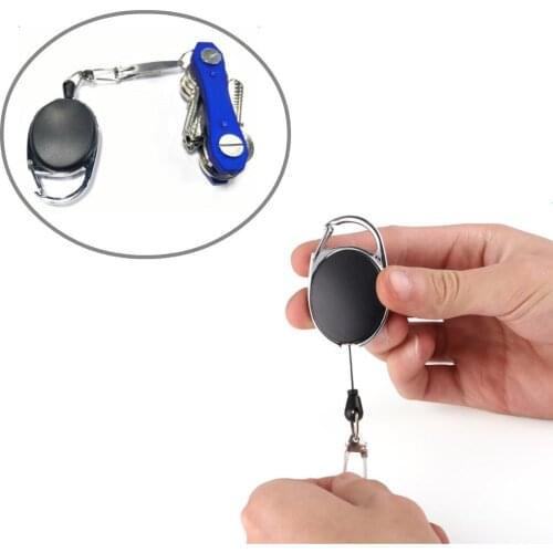 Retractable Extendable Nylon Wire 60cm Key Chain Ring Clip Pull Keyring