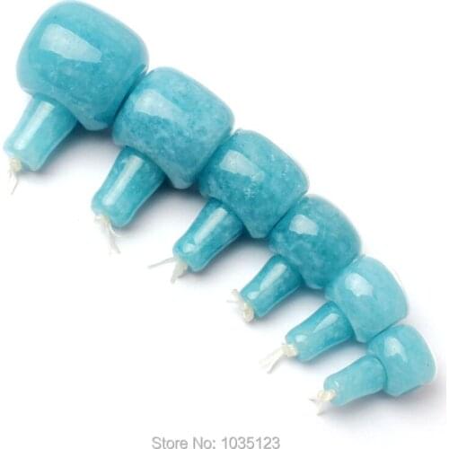 High Quality 12-22mm Natural Column Shape Blue Aquamarines Tibet Guru DIY Creative Jewellery Making Gem Loose Beads 1 Set wj275