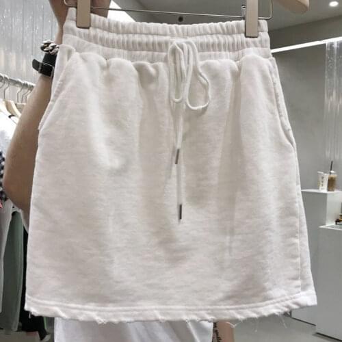 2021 Summer New Solid Color Drawstring Elastic High Waist Skirt Female Casual Sports Style Short Skirt Woman Skirts