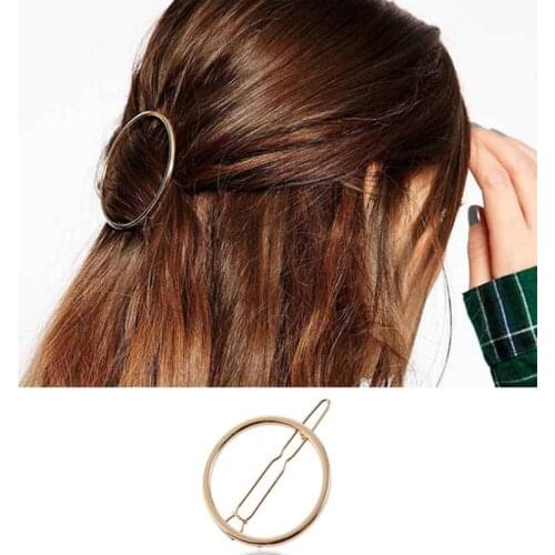 Shuangshuo New Fashion Round Hair Jewelry Women Girls Metal Circle Hair Clips Metal Circle Hairpins Holder Hair Accessories
