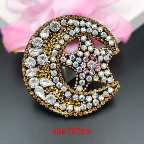 Golden white moon star shape rhinestone badge patch ethnic clothing decoration patch accessories Badges for clothes joker patch
