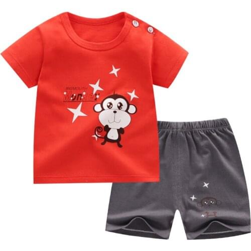 ZWY860 Kids Clothes Toddler Boys Solid Outfits Childrens Suit Girls Summer Tees Suits 3-14Y Cotton Unisex T-shirt + Shorts