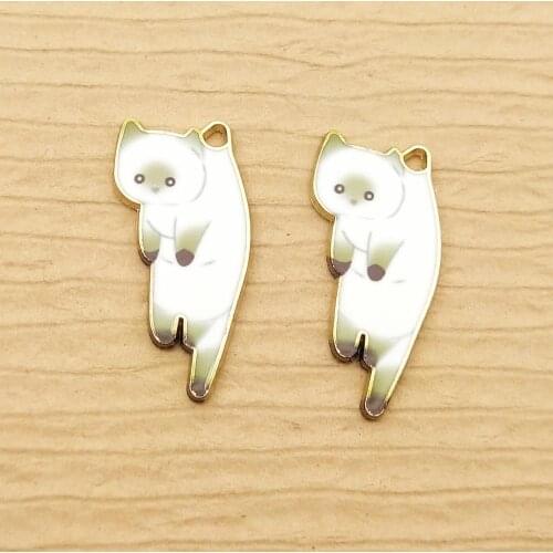 10pcs 11x25mm sleeping cat charm enamel charm for jewelry making fashion earring pendant necklace bracelet charm