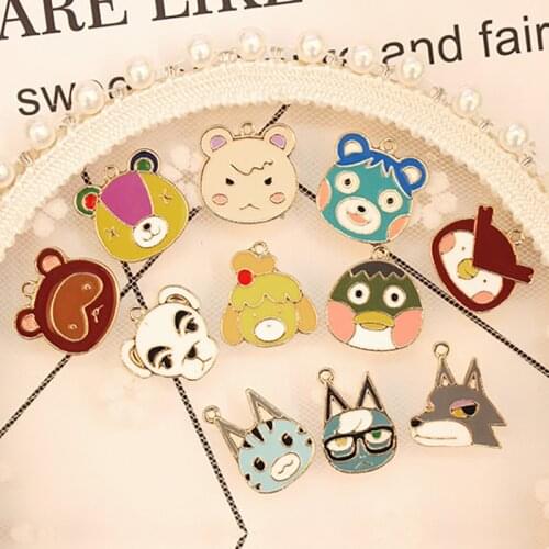 10pcs/lot Cute Cartoon Animal Dog Series Dripping Alloy Key Pendant Bracelet For DIY Earring Jewelry Finding XL718