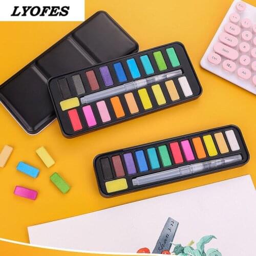 12/18/24 colors Solid Watercolor Paint Set Portable Drawing Brush acrylic Art Painting Supplies