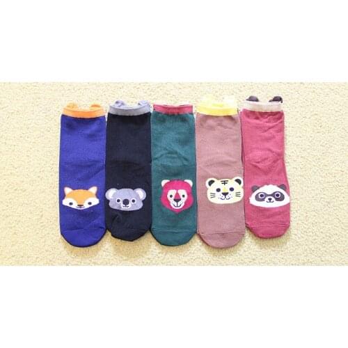 120pairs/lot women 3D cute cartoon animal koala/tiger sock/fox print sock/animal paw print sock