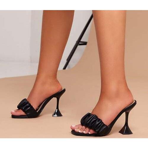 2020 New Fashion Party Club Slippers High Heel Comfortable Crystal Solid Shoes