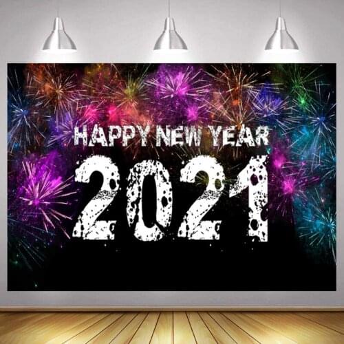2021 Fireworks Photo Backdrop Happy New Year Firecracker Christmas Party Photography Background Photocalls Banner
