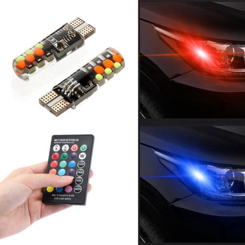 4PCs W5W T10 LED Bulb RGB Car Light 12V 12SMD COB With Remote Controller Auto Light Dome Reading Decoration Wedge Lamp LED Bulb