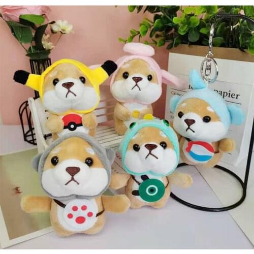 Akita Dog Key Chain Pendants Kawaii Plush Toys Backpack Schoolbag Cartoon Anime Model Doll Gifts Stuffed Toy For Children