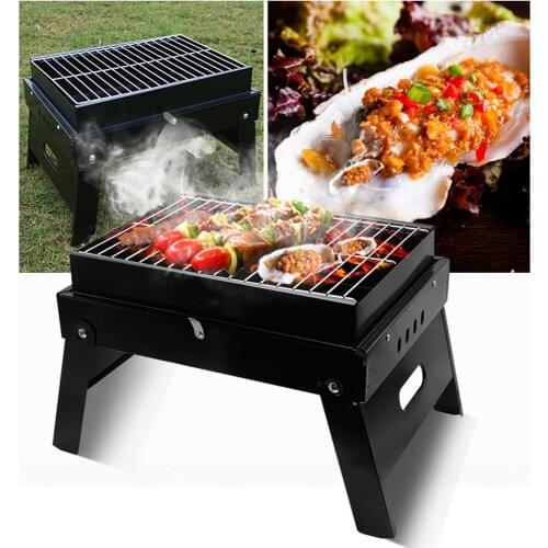 BBQ Household Charcoal Folding Grill 3-5 People Outdoor Portable Thickening Folding Stainless Steel Barbecue Rack Tool Dropship