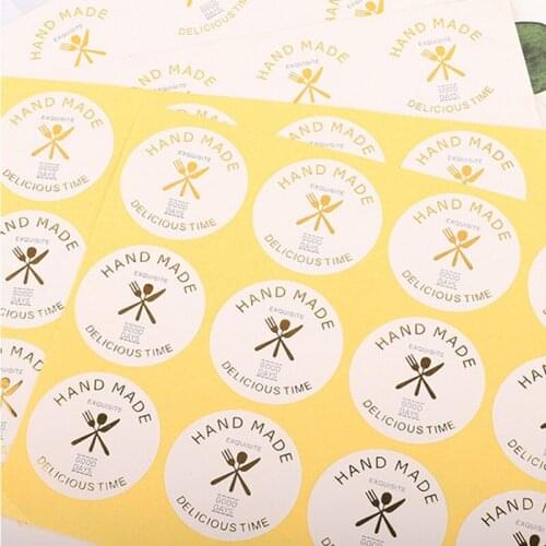 Free Shipping 600pcs/lot Golden white stickers tableware graphic cake cookie box decoration multifunctional sealing sticker