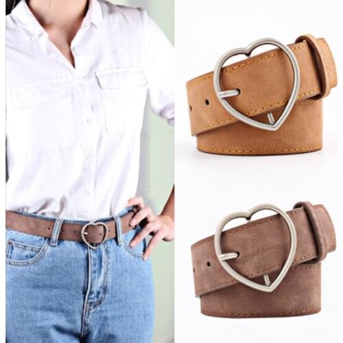 PU Leather Belt Brand Belts For Women Heart Shape Pin Buckle Designer Women High Quality Female Belts