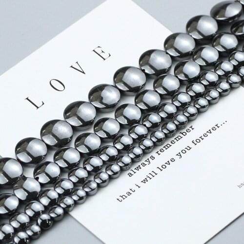 Coin beads Natural Black Hematite Stone 4 6 8 10mm Flat Round Loose beads for DIY Jewelry Necklace Bracelet Making Findings