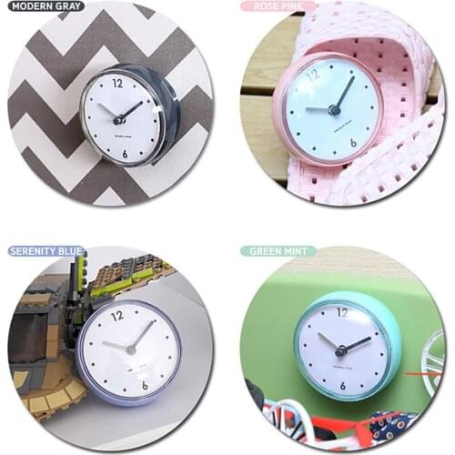 7.5x3.6x7.5cm Bathroom Waterproof Kitchen Clock Suction Cup Silent Battery Wall Clock Decor Shower Timer Decor Tiny Toilet