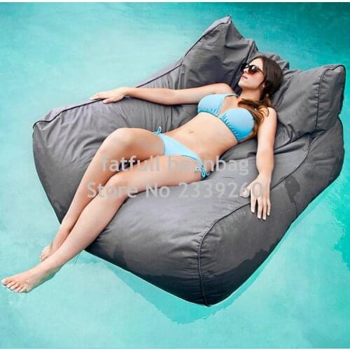 Cover only No Filler-Pacific Grey oversized luxury comfortably accommodate two adults float beanbag, pool bean bag outdoor sofa