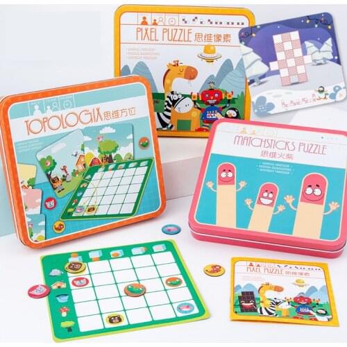 Children Montessori Thinking Match Pixel Orientation Puzzle Matching Game Early Education Logical Thinking Training Wooden Toys