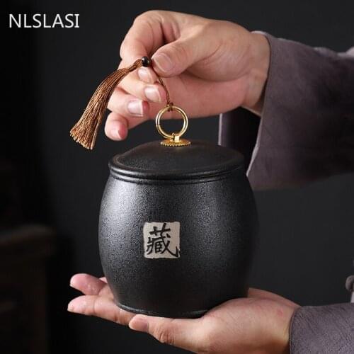 Home Moisture-proof Jars Tea Table Ceramic Tea Caddy Kitchen Spice Grain Storage Container Handmade Tea Ceremony Accessories