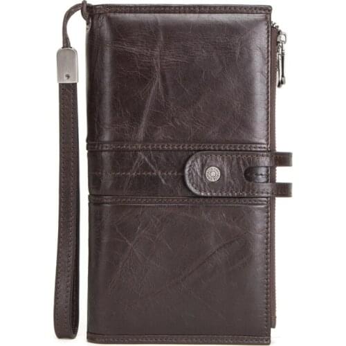 European and American EBAY source cowhide leather with wrist strap mens clutch business wallet