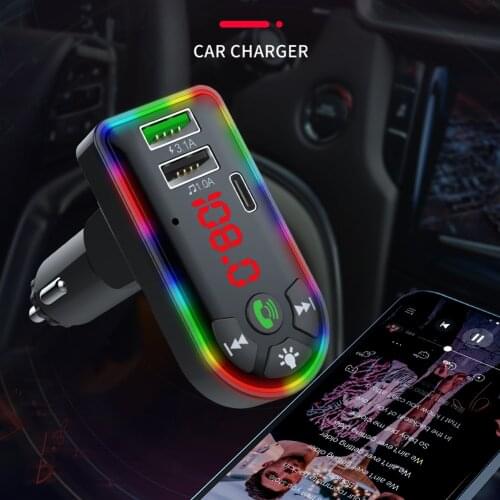 F7 Dual USB Fast Charger Car Accessories Bluetooth-compatible FM Transmitter Wireless Music Player Car Accessories Gadgets