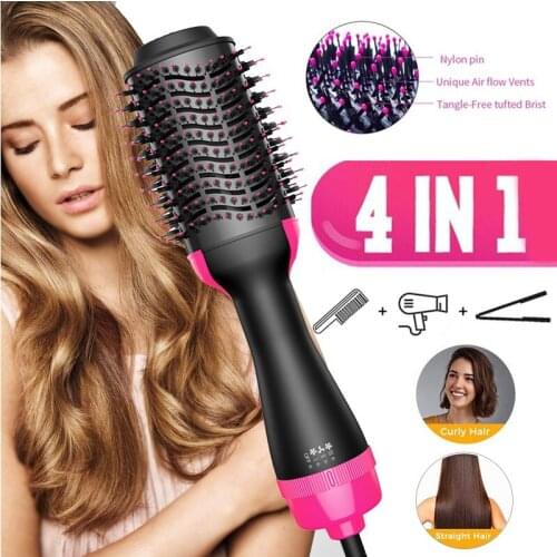1000W Hair Dryer Hot Air Brush Styler and Volumizer Hair Straightener Curler Comb Roller One Step Electric Ion Blow Dryer Brush