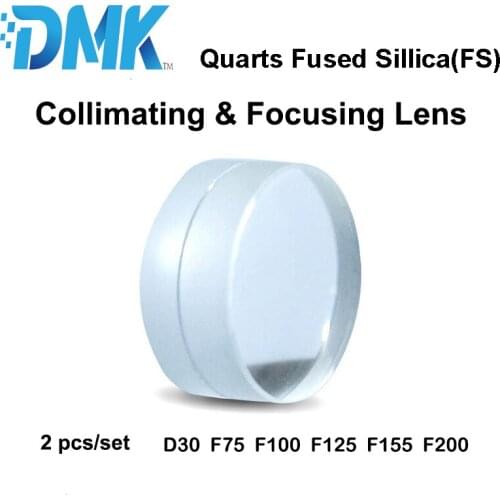 D30 F75/100/125/150/155mm Fiber laser cutting head collimating lens fused sillica focus lens glass 1064nm