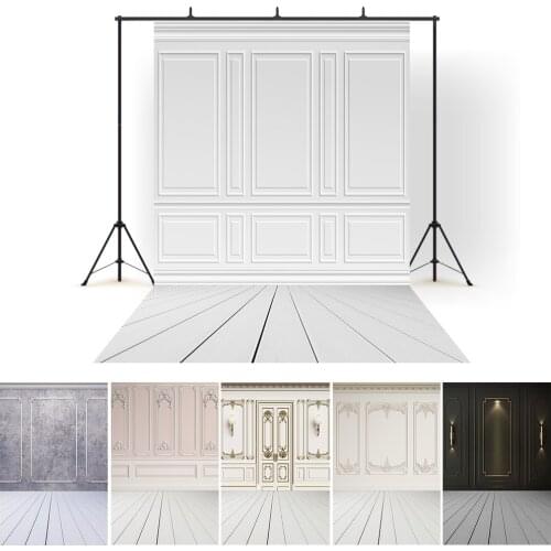 Interior Photocall Vintage Grunge White Wooden Wall Floor Background Baby Shower Portrait Photography Backdrops For Photo Studio