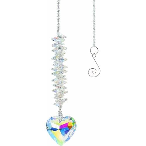 Love Heart Hanging Drop Crystal Pendant DIY Decorations for Outdoor Indoor Garden Window Wedding Curtain Chandelier