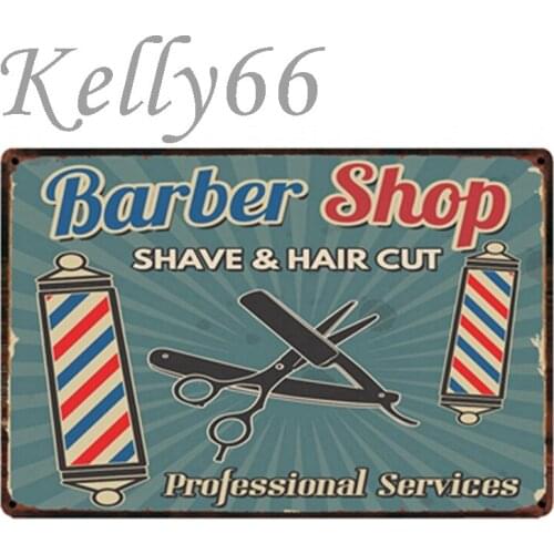 [ Kelly66 ] Barber ShopShave & Hair Cut Metal Sign Tin Poster Home Decor Bar Wall Art Painting 20*30 CM Size y-1472