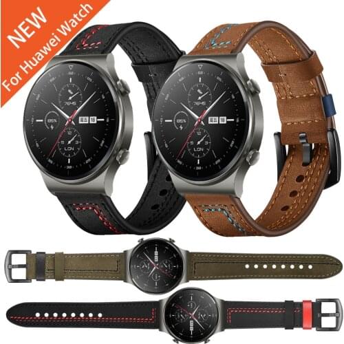 For Huawei Watch GT 2 Pro Stitching leather strap Band for Watch GT 2e GT2 42mm 46mm & Honor GS Pro Bracelet Watchbands
